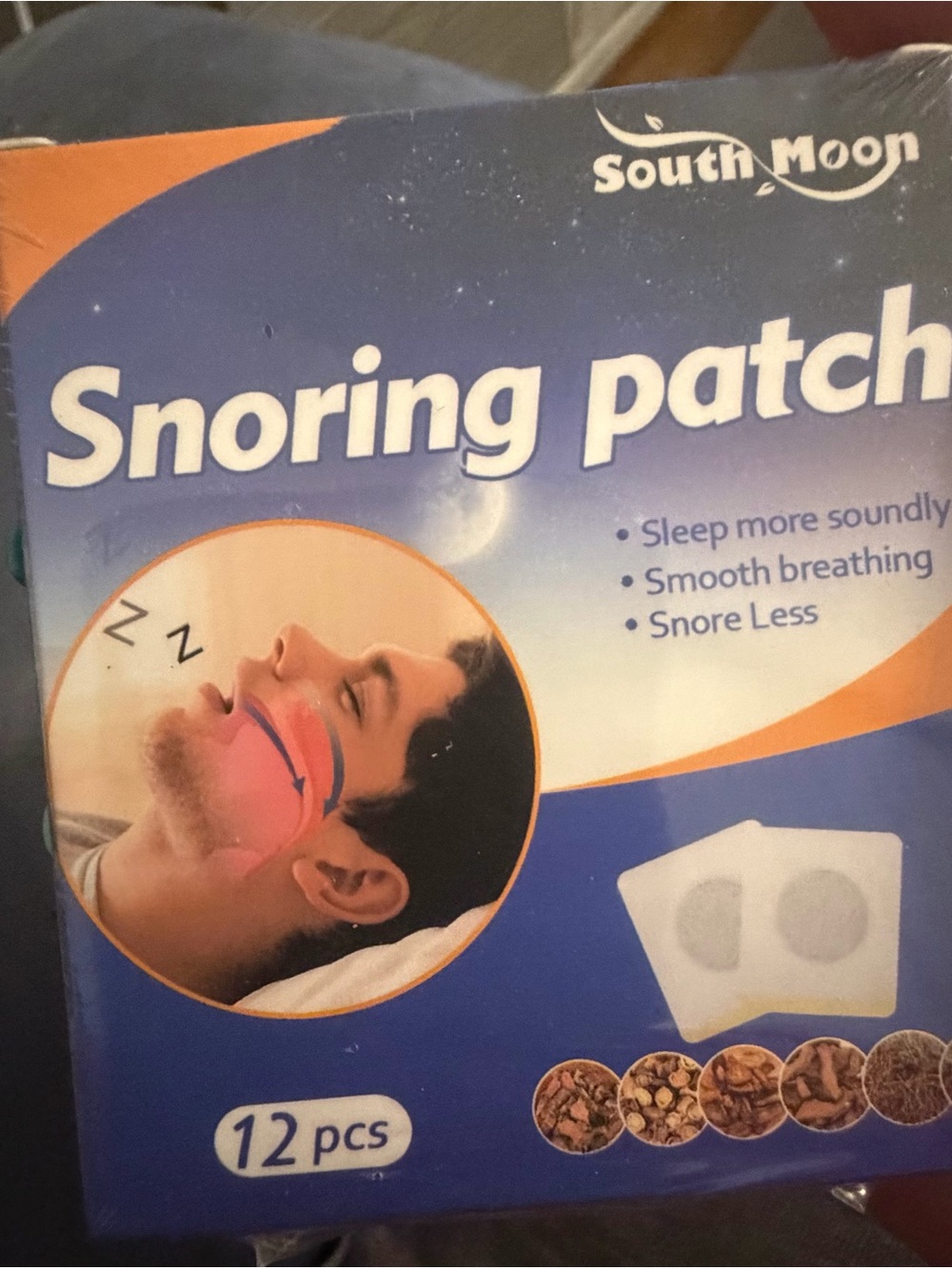South Moon Under Blue and Orange Snoring Patch Box